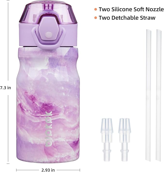 BJPKPK Stainless Steel Insulated Water Bottle With Straw Lid 14oz Reusable Metal Thermo Bottles Keep Cold And Hot,Dawn