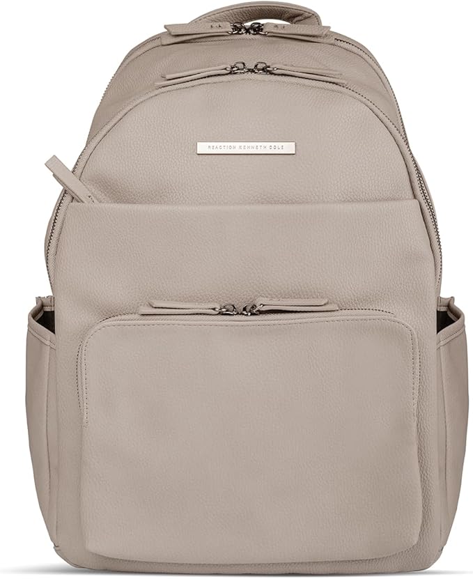 Kenneth Cole REACTION Marley Vegan Pebble Leather Backpack, Taupe, 15" Laptop