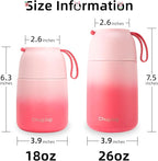 Thermo for Hot Food for Adults Kids | Wide Mouth, 18 oz Insulated Food Jar with Spoon, Leakproof Soup Thermo for School Office Travel, Thermal Steel Lunch Container Easy to Carry (Pink)