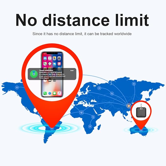 Smart Tracker Tags-4 Pack(iOS Only) Compatible with Apple with 2 Batteries,Replaceable Battery,Bluetooth Luggage Smart GPS Tag Works with Apple Find My APP,Item Finders for Dog/Key/Luggage