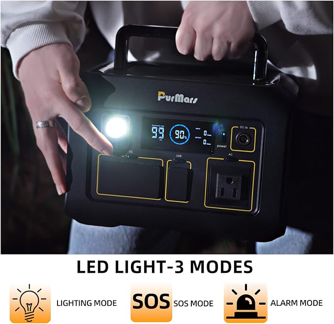 Portable Power Station 300W(Peak 500W), 288Wh (90,000mAh) Solar Generator with 110V Pure Sine Wave AC Outlet, lifepo4 Battery Portable Power Bank for Outdoor Camping, Traveling, and Emergencies