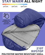 Bessport Mummy Sleeping Bag | 15-45 ℉ Extreme 3-4 Season Sleeping Bag for Adults Cold Weather– Warm and Washable, for Hiking Traveling & Outdoor Activities