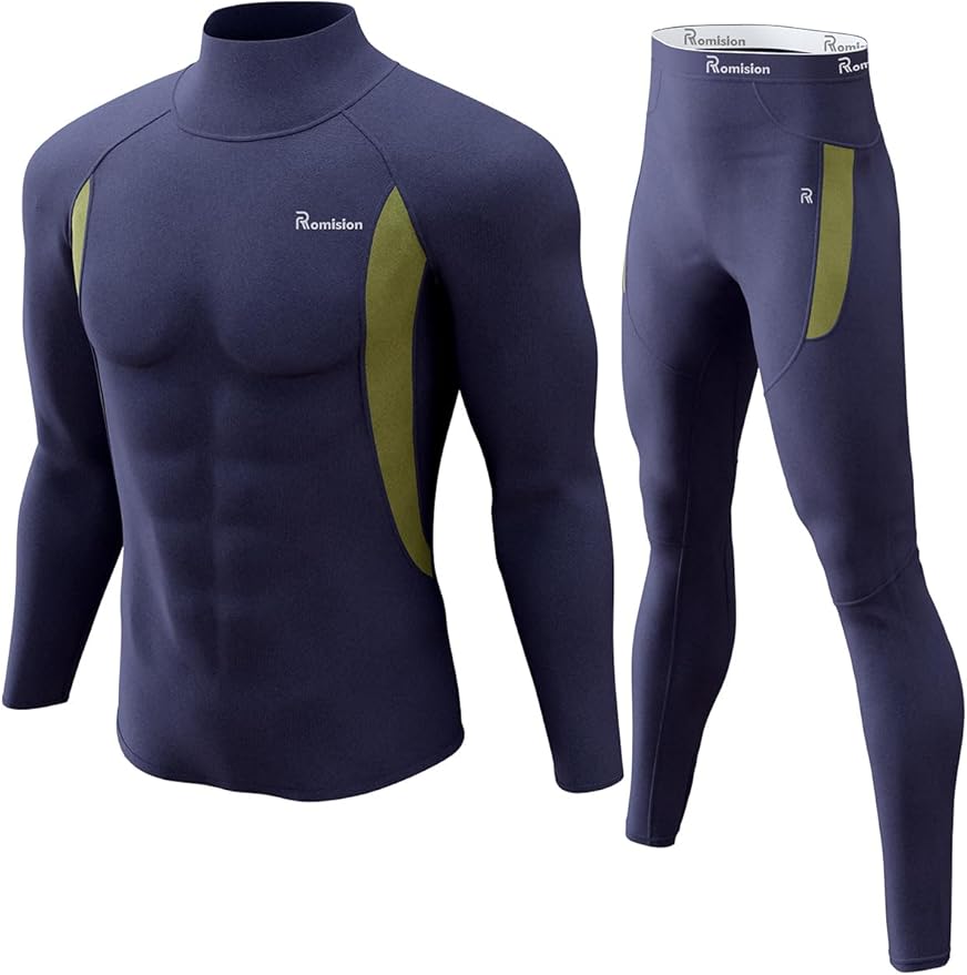 romision Thermal Underwear for Men Long Johns Fleece Lined Hunting Gear Bottom Top Set Base Layer for Cold Weather Gift