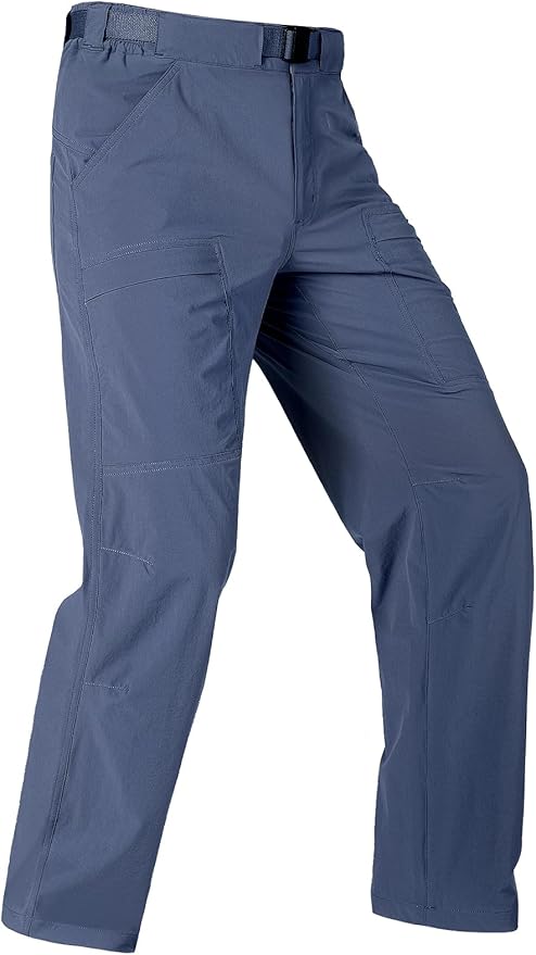 FREE SOLDIER Men's Outdoor Cargo Hiking Pants with Belt Lightweight Waterproof Quick Dry Tactical Pants Nylon Spandex