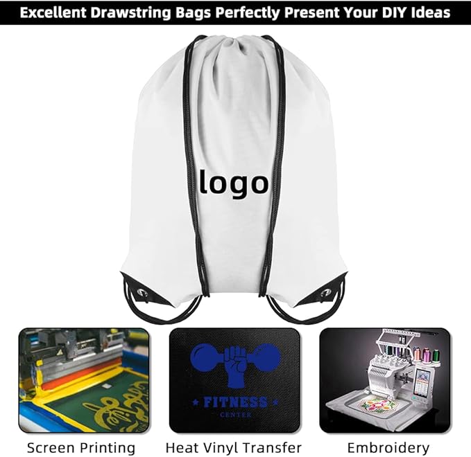 GoodtoU Drawstring Backpack Bulk, 20 Pcs Draw String Bags Cinch Bag Gym Sackpack for Women & Men, White