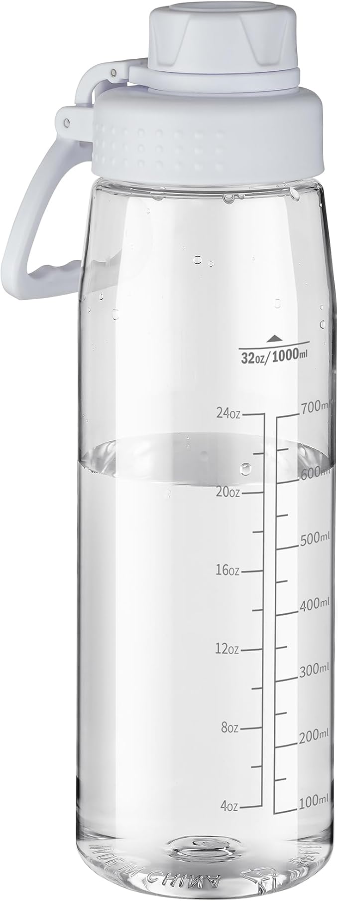 Water Bottle 32oz, clear water bottle with Spout Lid and Carry Handle, Reusable, Tritan, BPA Free, Hiking Water Bottle Suitable for Travel, Outdoors, Gym, Travel, Home, School (Clear)