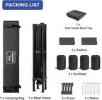 KAMPKEEPER 10x10 Pop Up Canopy Tent with 2 Sidewalls, Beach Tent - Easy Outdoor Sun Shade for Events, Parties, Camping - Gazebo with 4 Weight Bags & Carry Bag. (Black)