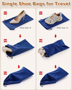 4 Pcs Single Shoe Bags for Travel, 17.3"x8.6" Washable Travel Shoe Bags for Packing in Suitcase, Velvet Dust Bag with Drawstring, Shoe Pouch for Women and Men, Travel and Home Storage (Palace Blue)