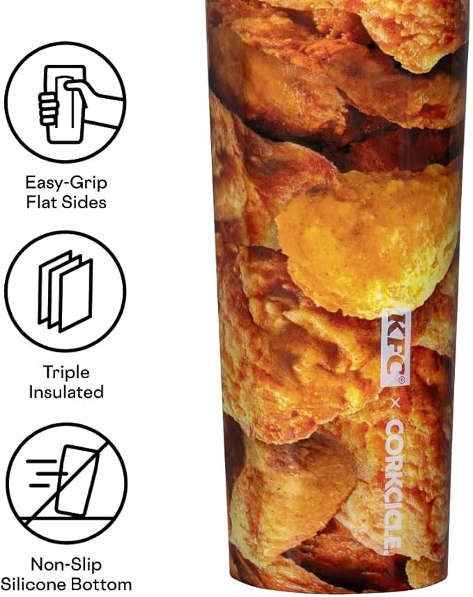 Corkcicle KFC x Sport Canteen - Insulated Stainless Steel Water Bottle - Compact & Travel-Friendly - Durable - Dishwasher Safe - BPA Free - Wide Mouth - Non-Slip Silicone Base - 20 oz - KFC Chicken