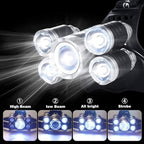 Headlamp 1200 Lumen Ultra Bright LED Work Headlight,Brightest USB Rechargeable Headlamps,4 Modes Waterproof Zoomable Head Lamp Best Headlamps for Adults Camping Cycling Hiking Hunting Outdoors