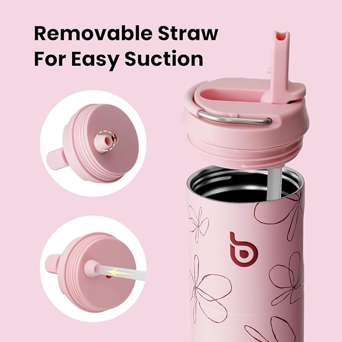 BOTTLE BOTTLE Insulated Water Bottle 24oz with Straw Lid and Handle for Sports Travel Gym Stainless Steel Water Bottles Double-Wall Vacuum Metal Leak Proof BPA-Free