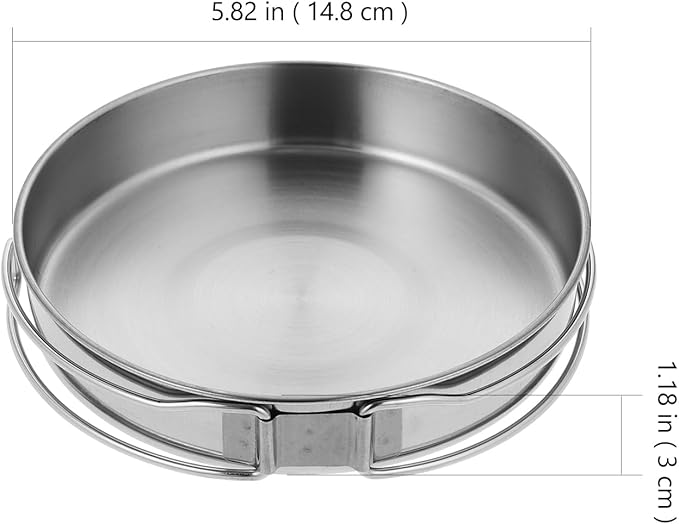 IMIKEYA Camping Cookware Pot, Portable Stainless Steel Camp Cook Pan, Lightweight Stackable Camping Pots for Outdoor Backpacking Hiking Picnic(5.82inch)