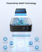 USB C Charger Block 200W[2025 Upgraded] GaN III 6 Port Fast Charging Station Hub,PD 65W USB C Laptop Charger Compatible with MacBook Pro/Air,iPad,iPhone 16/15,Galaxy S23/S24 Steam Deck Dell XPS etc