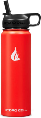 HYDRO CELL Stainless Steel Insulated Water Bottle with Straw - For Cold & Hot Drinks - Metal Vacuum Flask with Screw Cap and Modern Leakproof Sport Thermos for Adults (Mandarin 24oz)