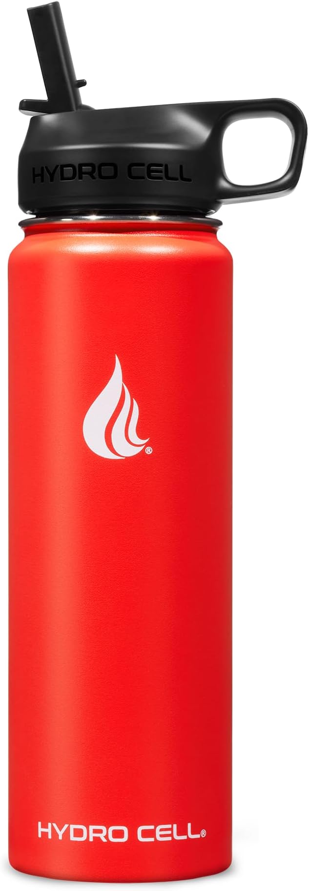 HYDRO CELL Stainless Steel Insulated Water Bottle with Straw - For Cold & Hot Drinks - Metal Vacuum Flask with Screw Cap and Modern Leakproof Sport Thermos for Adults (Mandarin 24oz)