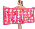 Microfiber Beach Towel Set Oversized Large Quick Dry Soft Thin Sand Free Cute Ice Cream Design 30×60 inch Beach Towels for Kids Women Men Pool Swim Beach Essentials Accessories - Pink