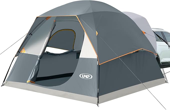 UNP SUV Dome Tent for Camping, Outdoor 6 Person Car Camping Tent, Easy Set Up SUV Tailgate Tent with Rainfly 10' x 10' Vehicle Camping Tent