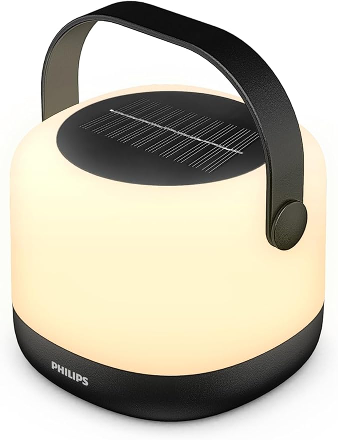 PHILIPS LED Solar Portable Light, 3-in-1 Light Setting 1-Pack Bright White (3000K), Color Changing Solar Light with 80/20 Lumen, Waterproof and Rechargeable