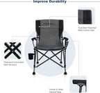 Camping Chair Folding Portable Lawn Chair 2 Pack Comfortable Hard Arm Sturdy for Family Camp, Outdoor, Sports, Beach, Travel, Grey, Supports 300 lbs