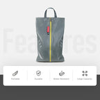 pack all Plus-Sized Shoe Bag for Travel, Water-Resistant Shoe Pouch for Gym, Odor-Resistant Soccer Cleats Bag for Sport (Grey, 1-Pack)