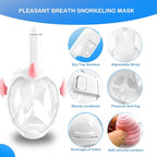 Kids Snorkel Mask, Full Face Snorkel Mask for Kids 4-16, 180 HD View Anti-Fog Anti-Leak Snorkel Mask for Kids Snorkel Set Snorkeling Gear for Kids