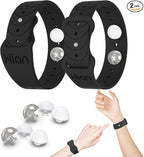 Hion Motion Sickness Bracelets Sea Sickness Wristbands for Motion Sickness/Morning Sickness/Pregnancy Nausea Anti Nausea Bands Acupressure Wristband Motion Sickness Bands（1Pair Black）
