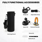 Insulated Water Bottle 20 oz, Triple Wall Vacuum Stainless Steel (Cold for 48 Hrs), Leak Proof & Non-BPA, Kids Water Bottle Jug for School with Straw Spout Lids, Ombre Orange