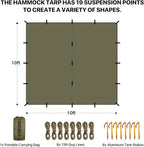 Waterproof Camping Tarp 10 x 10ft Survival Tent Backpacking Portable Tarp Multifunctional Anti-UV Shelter for Outdoor (Olive Green)