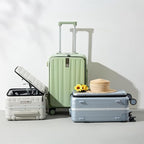 Hanke 20 Inch Carry On Luggage Aluminum Frame Front Opening Rolling Suitcase PC Hard Sided Luggage with Spinner Wheels Travel Luggage for Woman Men Gifts.(Dark Green)