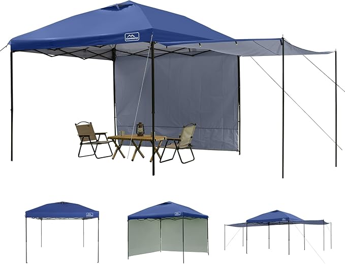 KAMPKEEPER 10x10 Easy Pop Up Canopy Tent with 2 Sidewalls, Instant Outdoor Shade Shelter with 2 PCS Removable 10FT Sun Walls, Quick Setup Waterproof and UV-Resistant for Patio, Camping, Backyard