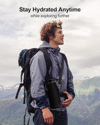 BUZIO 40oz Insulated Water Bottle, Triple Wall Stainless Steel Water Flask with 2 lids, Leakproof BPA-Free Straw Lid Sports Canteen for Sports Hiking, Cold 48H & Hot 24H- Gradient Green