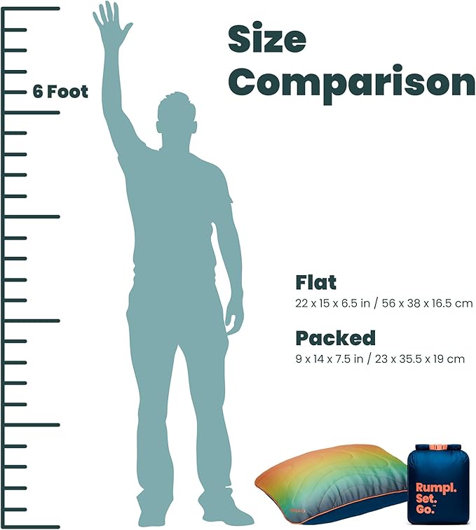 Rumpl The Adjustable Camp Pillow - Full Size Packable Outdoor and Travel Pillow, Two-Sided Temperature Control, 22" x 15", Baja Fade