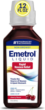 Emetrol Non-Drowsy Nausea Relief - Liquid Medicine for Upset Stomach Relief - Pharmacist Recommended Nausea Medicine - Cherry Flavor - 12 fl oz