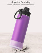 koodee Insulated Water Bottle, 22 oz Stainless Steel Double Wall Vacuum Wide Mouth Sport Bottle with Leakproof Spout Lid (Purple)