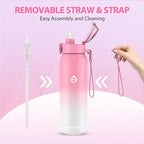 32oz Water Bottle with Removable Straw and Spout Lid Two Ways to Drink, 18/10 Stainless Steel Insulated Water Bottle, BPA-Free, Leak Proof, Double wall, for Sports, Gym
