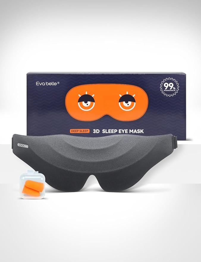 Sleep Eye Mask for Men Women, EVA BELLE Light Blocking Sleeping Mask for Side Sleeper, 3D Contoured Cup Night Blindfold, Lash Extensions 3D Sleeping Mask with Adjustable Strap for Travel, Night & Nap