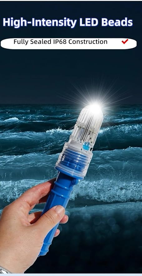 2PCS 2025 Upgraded Marine Flares Coast Guard Approved Ocean, Waterproof Marine Flares Coast Guard Approved, LED Marine Emergency Signals Fishing Boat Safety Kit, Life Raft (Blue)