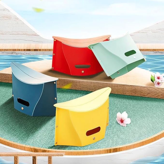 Folding Portable Camping Hiking Stool with Handbag Function - Lightweight Collapsable Travel Chairs for BBQ, Library & Backpacking - Outdoor Ultralight Mini Step Stool Foldable(Yellow Small)