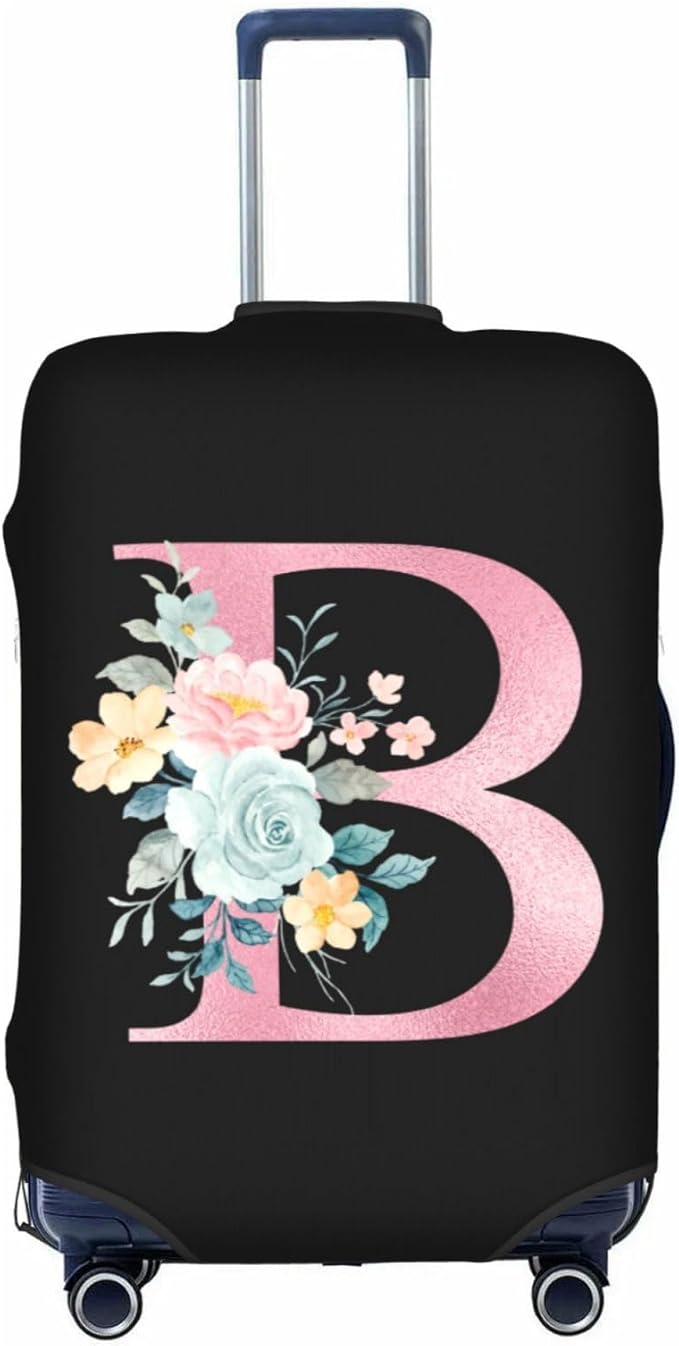 B Alphabet Design Custom Travel Luggage Cover Tag Set TSA Approved Vintage Letter Print Suitcase Protector Men Women (XL 29-32 Inch Luggage)