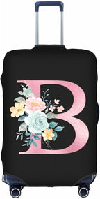 B Alphabet Design Custom Travel Luggage Cover Tag Set TSA Approved Vintage Letter Print Suitcase Protector Men Women (L 26-28 Inch Luggage)