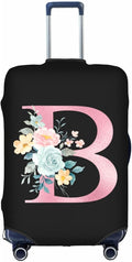 B Alphabet Design Custom Travel Luggage Cover Tag Set TSA Approved Vintage Letter Print Suitcase Protector Men Women (S 18-21 Inch Luggage)