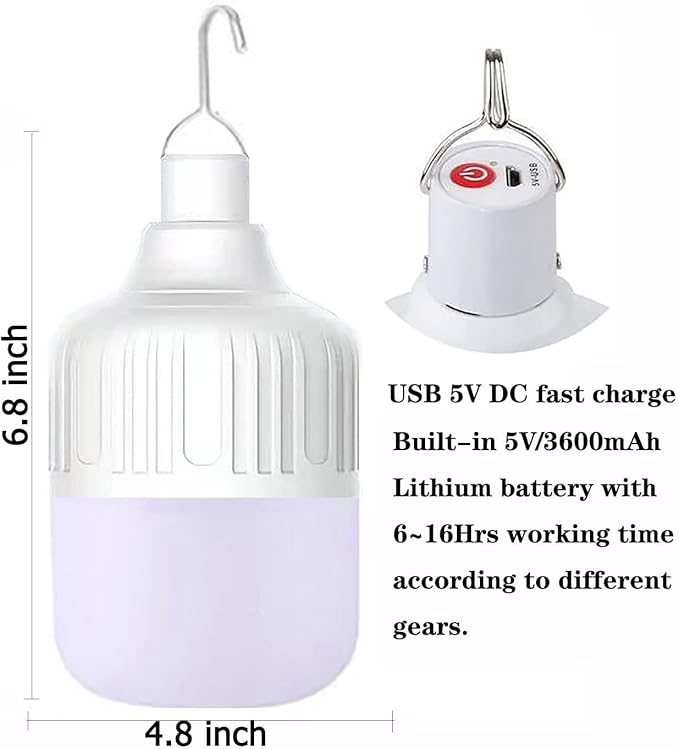 [6.8*4.8"] Rechargeable Camping Lantern , IPX7 Waterproof LED Emergency Light - 3600mAh Battery, USB Charging, 5 Light Modes for Tent/Hiking/Hurricane