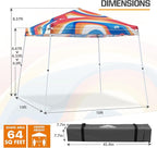 EAGLE PEAK 10x10 Slant Leg Pop-up Canopy Tent Easy One Person Setup Instant Outdoor Beach Canopy Folding Portable Sports Shelter 10x10 Base 8x8 Top (Swirl)