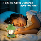 Camping Lantern for Kid Toddler Flashlight with Soft Light & Eye Protection Indoor Outdoor Hanging Tent Portable Night Light Battery Operated Sky Lanterns Rechargeable Lamp Gear Essentials Gift Green