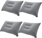 4 Pcs Grey Ultralight Inflatable Pillow Small Squared Flocked Fabric Air Pillow for Beach,Hiking,Camping,Traveling,Napping,Desk Rest,Neck &Lumbar Support