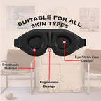 Luxury Sleep Mask – Pack of 2 Ultra-Soft Silk Eye Covers with Adjustable Strap & Soft Ear Loops, 3D Contoured Light Blocking Sleeping Mask for Travel, Naps & Relaxation(Black & Black)