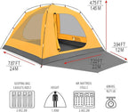 KAZOO 2／4 Person Camping Tent Outdoor Waterproof Family Large Tents 2/4 People Easy Setup Tent with Porch Double Layer