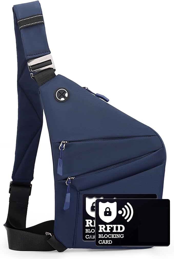 Anti Theft Crossbody Bags for Women Men, Multi-Pocket Shoulder Bag, Slim Sling Bags with 2 RFID Blocking Card