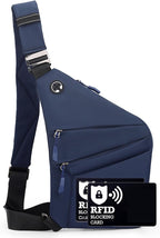Anti Theft Crossbody Bags for Women Men, Multi-Pocket Shoulder Bag, Slim Sling Bags with 2 RFID Blocking Card