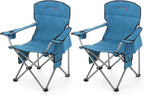 ARROWHEAD OUTDOOR 2-Pack Heated Folding Camping Chair with Cooler, 3 Heat Settings, Cup & Wine Glass Holder, Carrying Bag, Battery NOT Included, Supports up to 330lbs